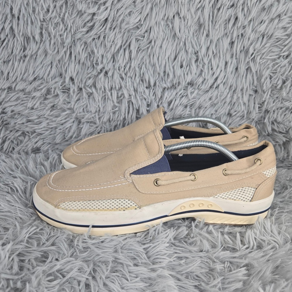 Anchor Bay Classics Boat Shoes‎ Mens 11 Tan Canvas Mesh Slip On Loafers 47137 - Picture 6 of 10